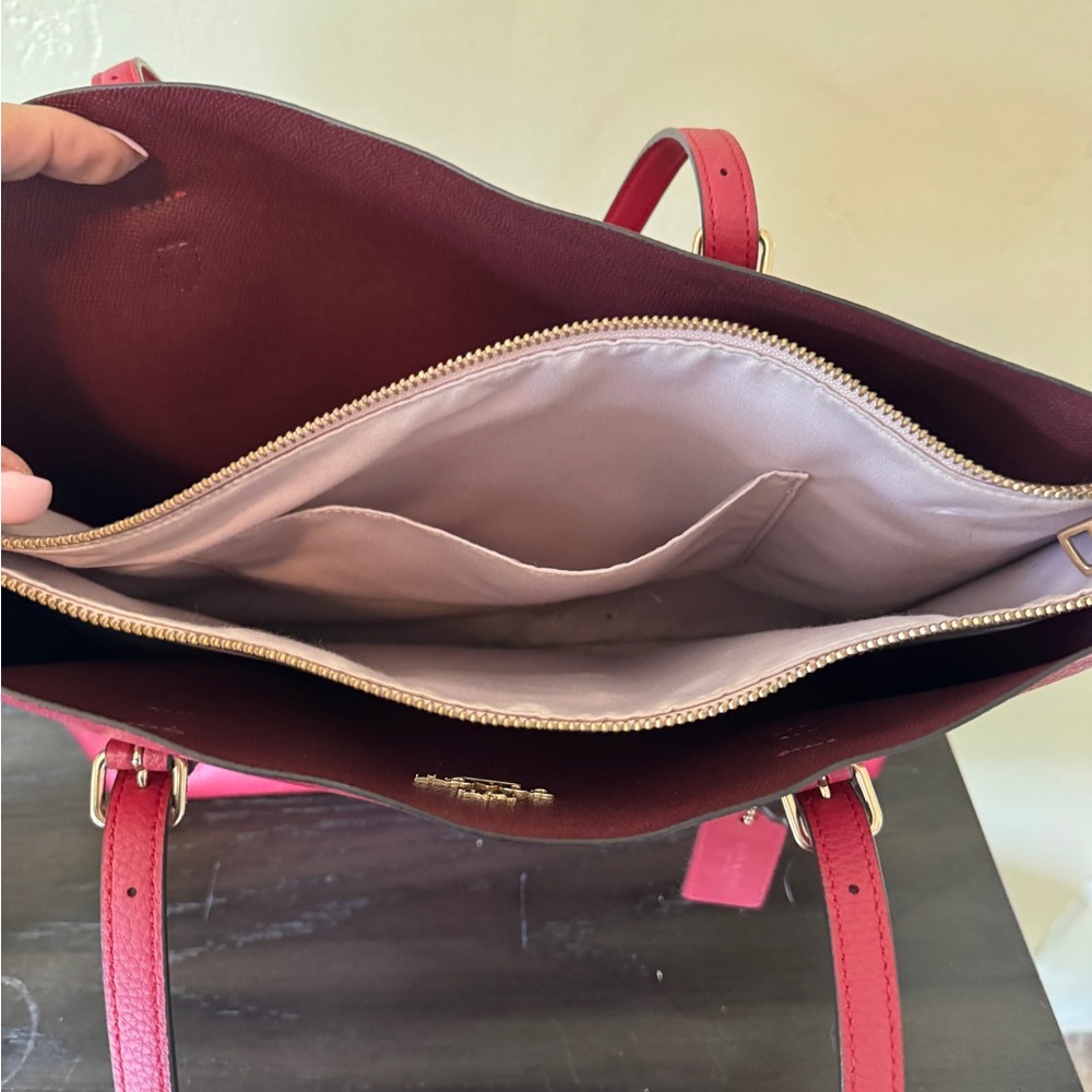 Coach Red Leather Tote Bag - Picture 2 of 7